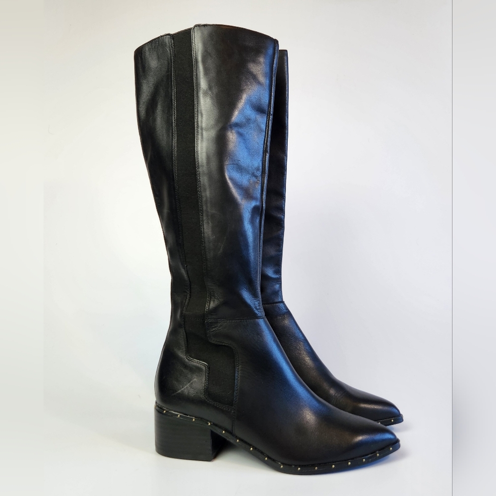 Bleecker & Bond Gabbi Tall Riding Boots Women's Size 6.5 Black Leather MSRP $90